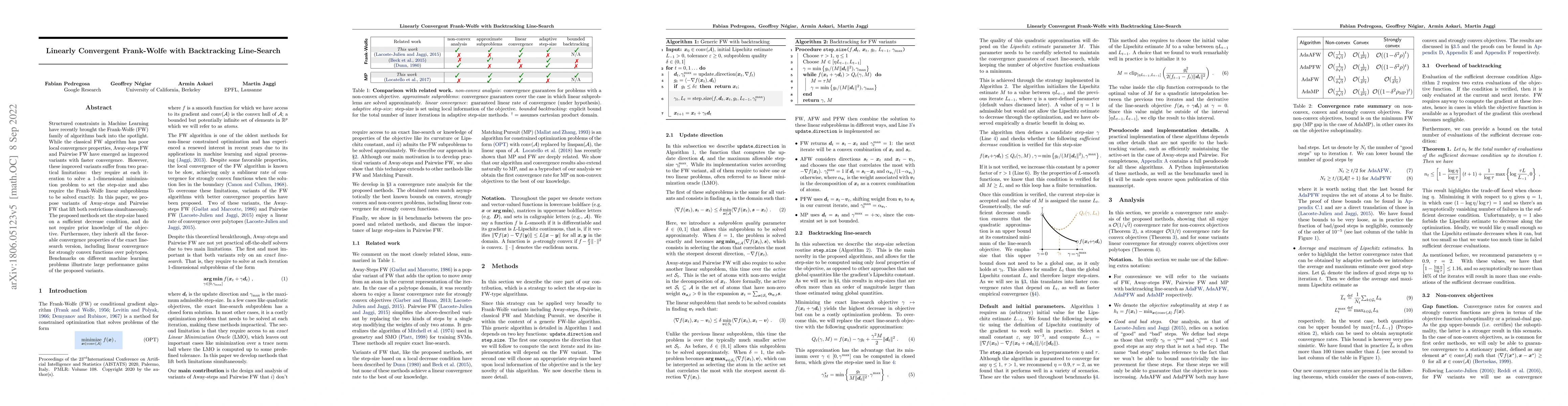 Thumbnail for Linearly Convergent Frank-Wolfe with Backtracking Line-Search