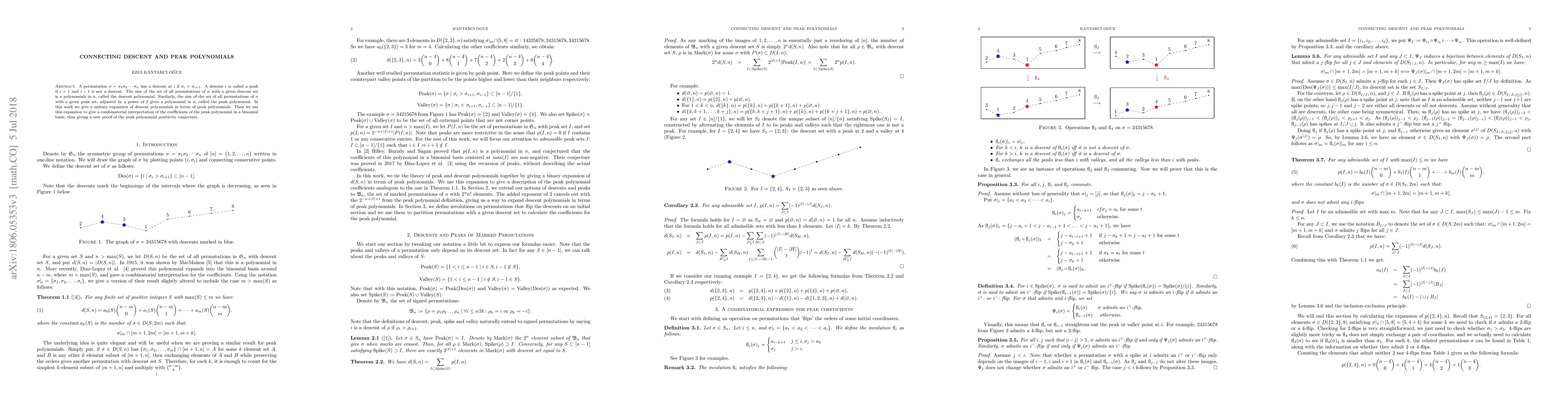 Thumbnail for Connecting descent and peak polynomials