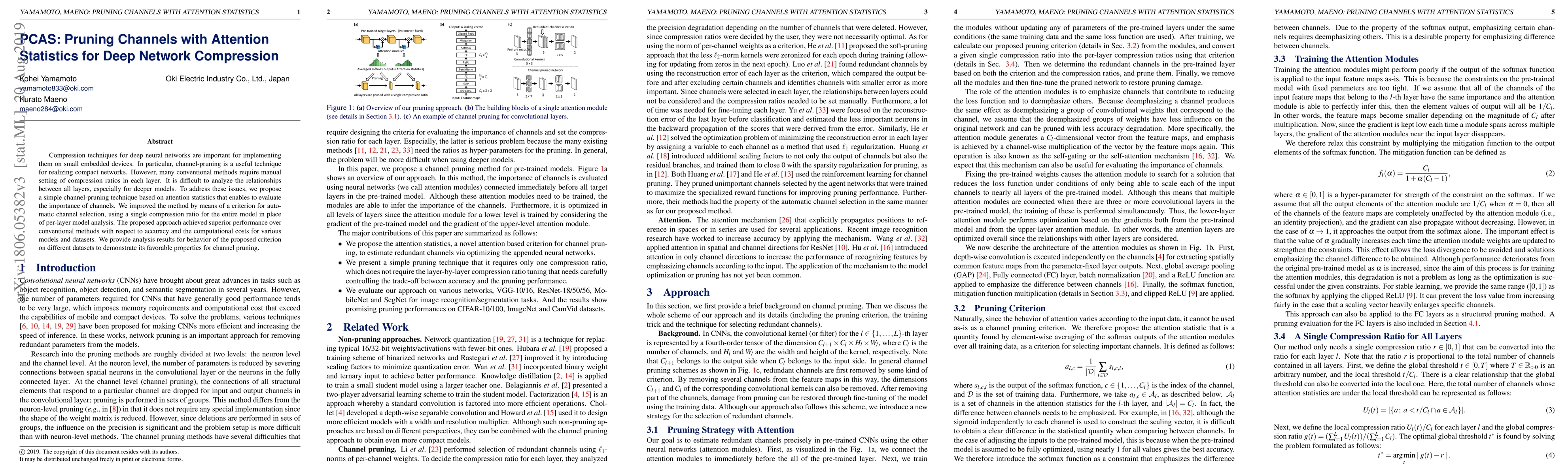 Thumbnail for PCAS: Pruning Channels with Attention Statistics for Deep Network
  Compression