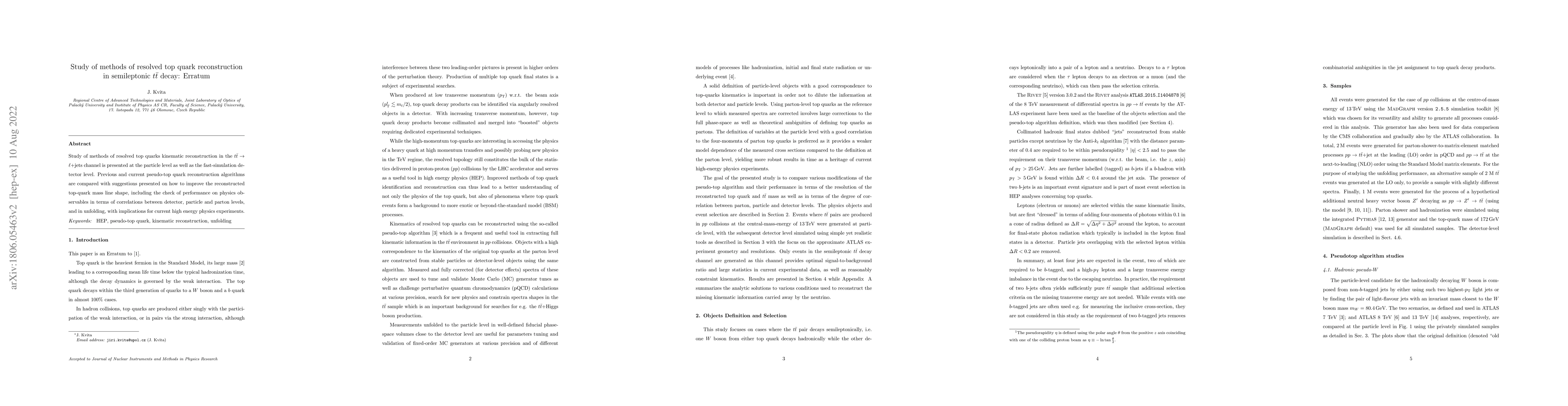 Thumbnail for Study of methods of resolved top quark reconstruction in semileptonic
  $t\bar{t}$ decay