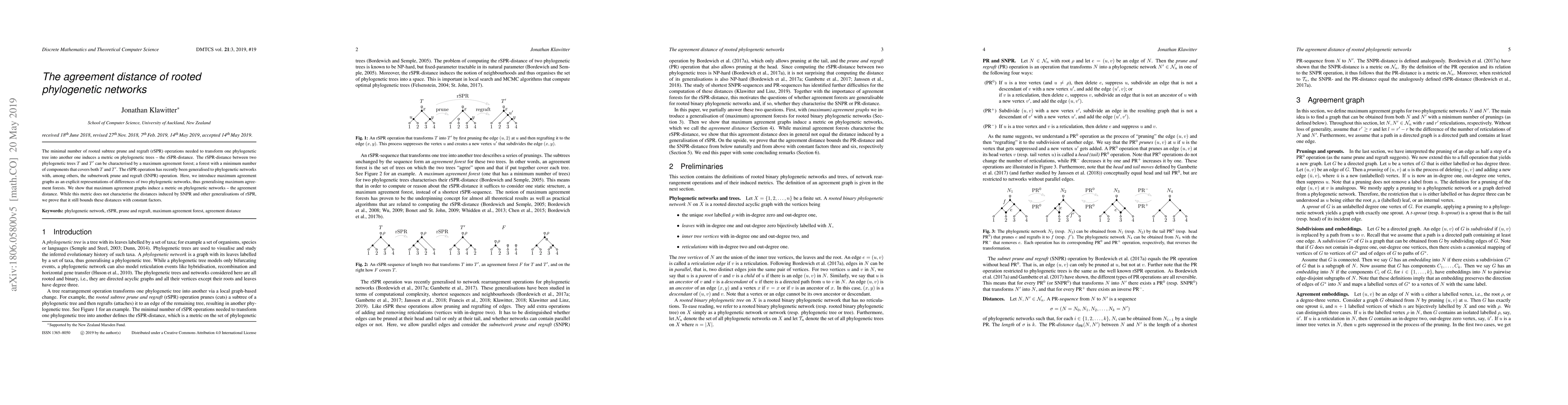 Thumbnail for The agreement distance of rooted phylogenetic networks