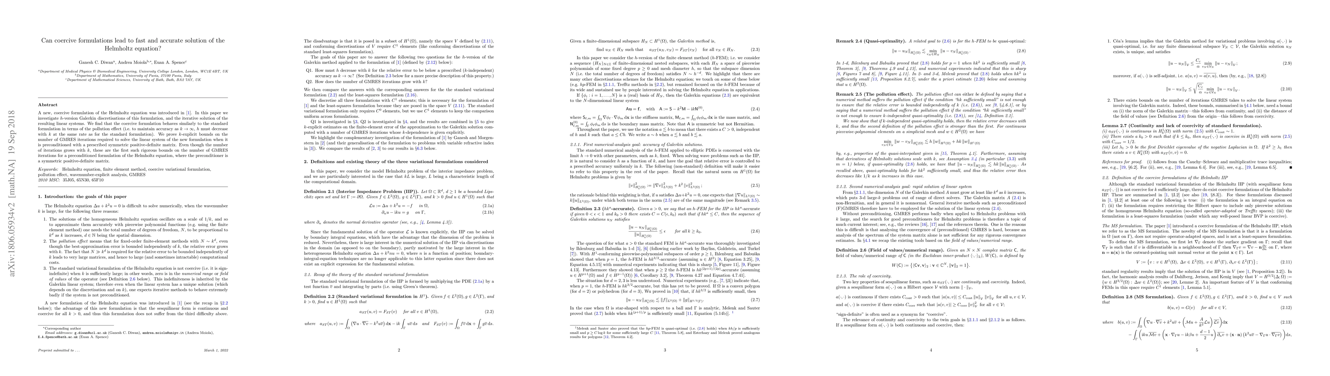 Thumbnail for Can coercive formulations lead to fast and accurate solution of the
  Helmholtz equation?