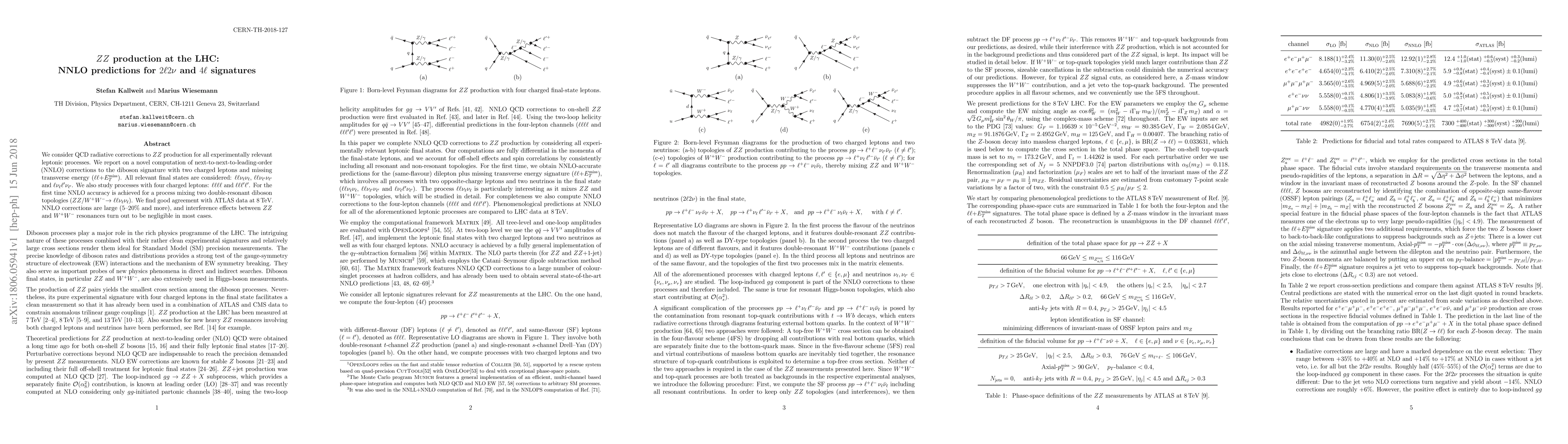 Thumbnail for $ZZ$ production at the LHC: NNLO predictions for $2\ell2\nu$ and $4\ell$
  signatures