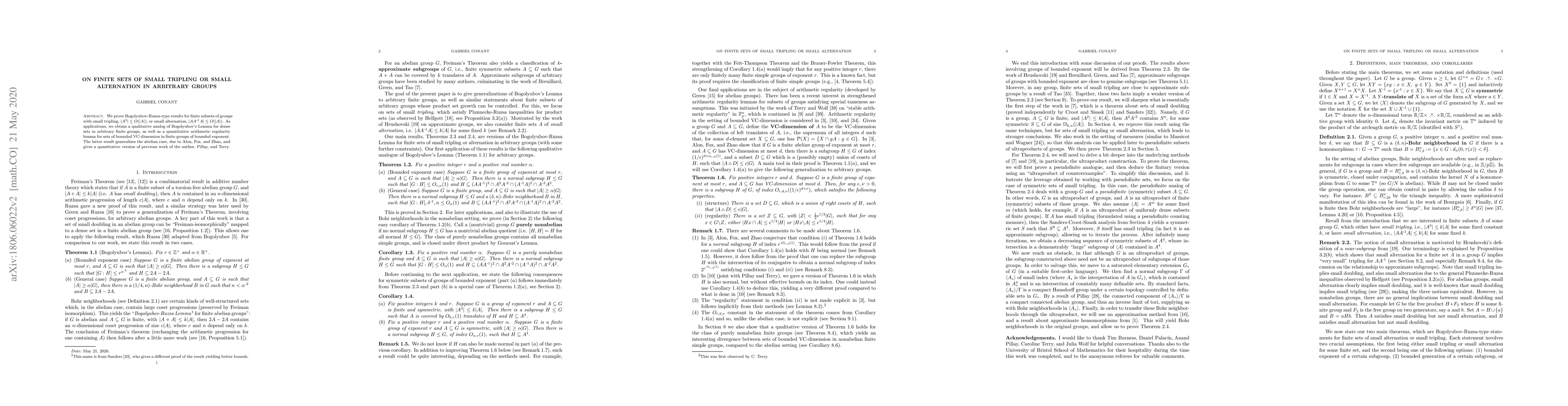 Thumbnail for On finite sets of small tripling or small alternation in arbitrary
  groups