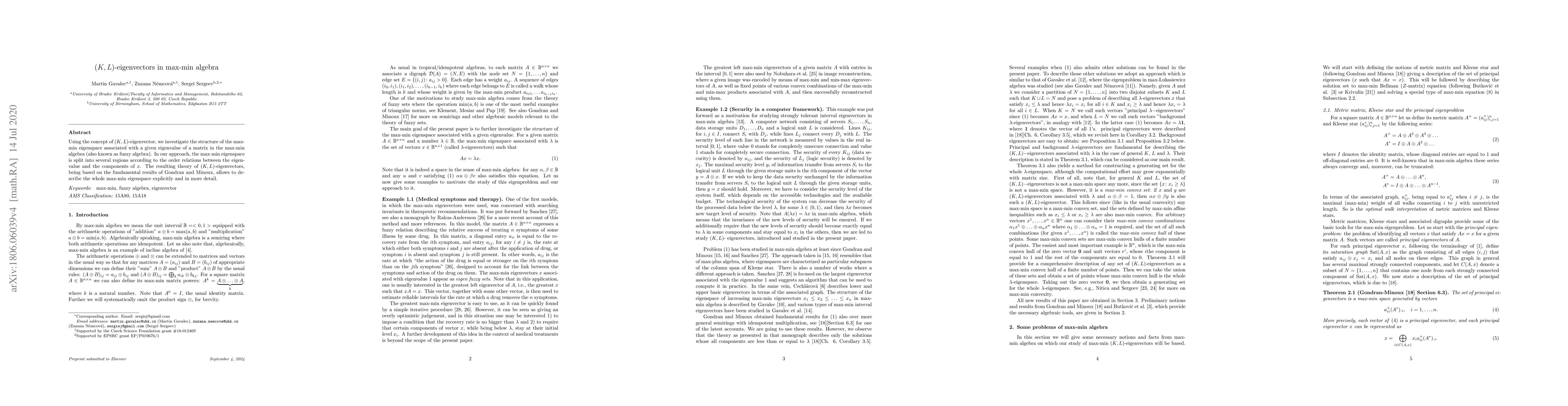 Thumbnail for (K,L)-eigenvectors in max-min algebra