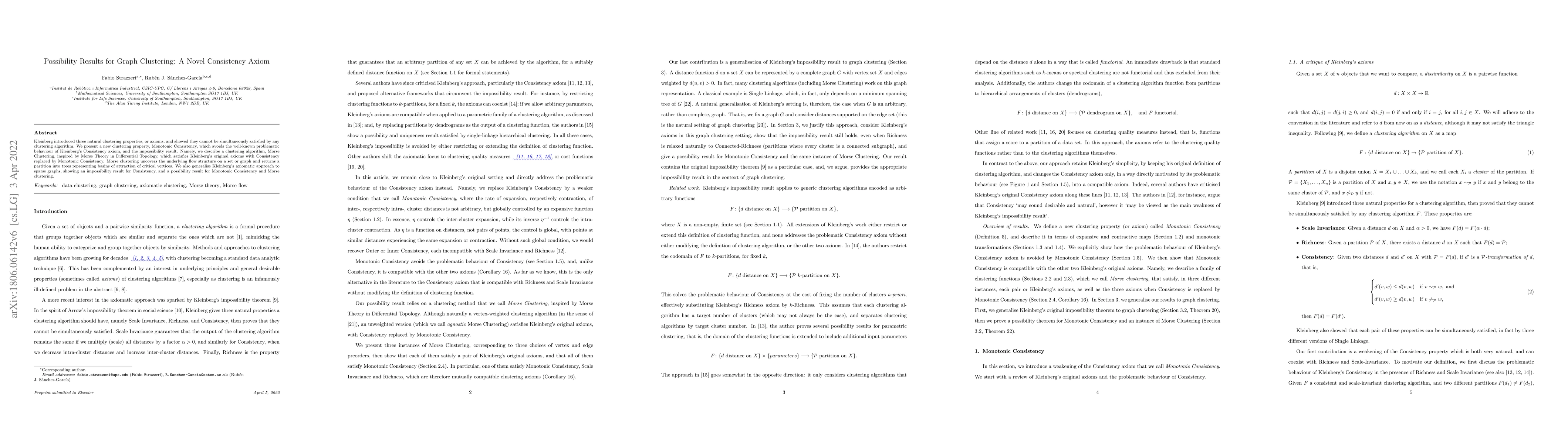Thumbnail for Possibility results for graph clustering: A novel consistency axiom
