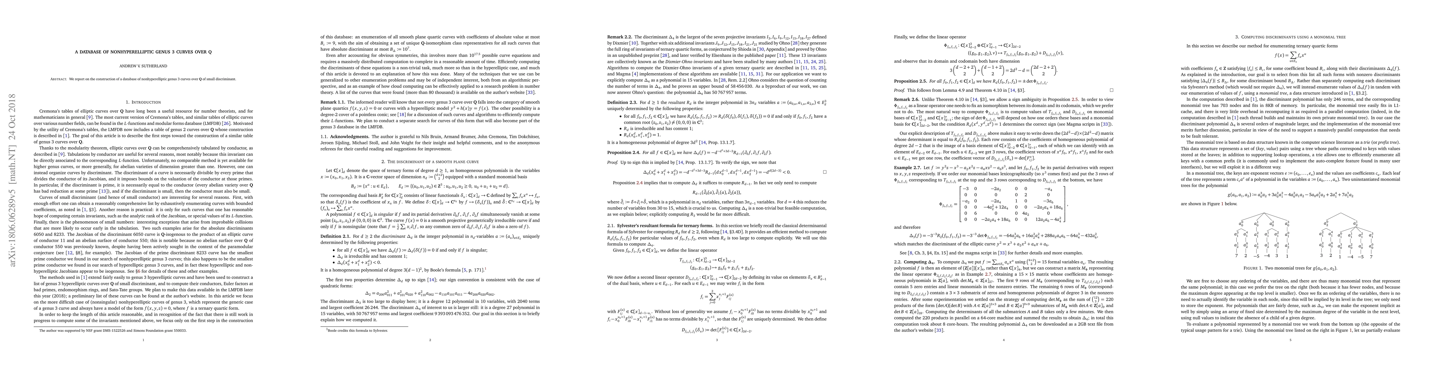 Thumbnail for A database of nonhyperelliptic genus 3 curves over Q