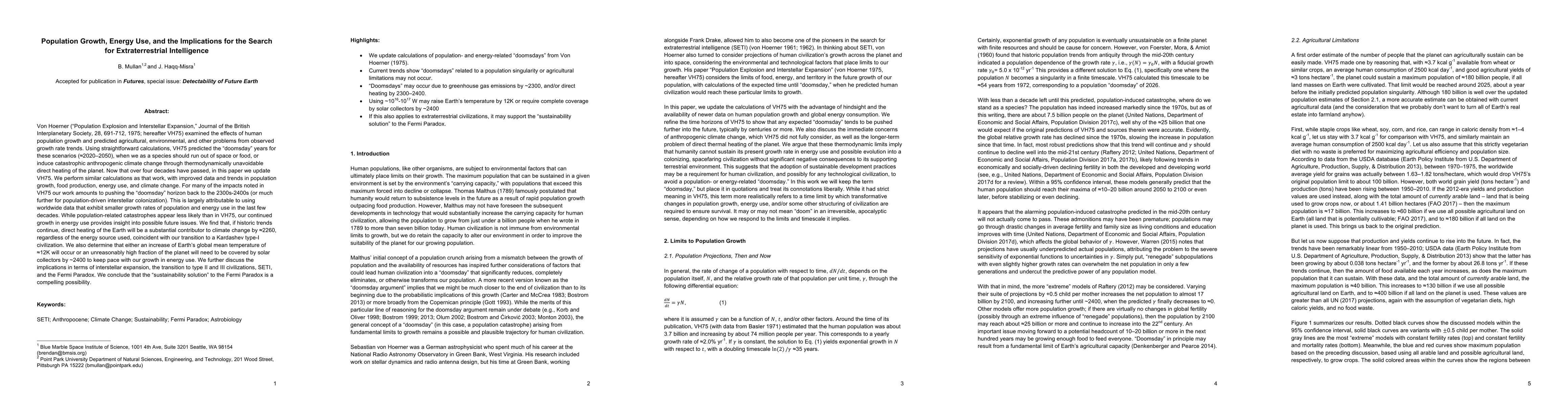 Thumbnail for Population Growth, Energy Use, and the Implications for the Search for
  Extraterrestrial Intelligence