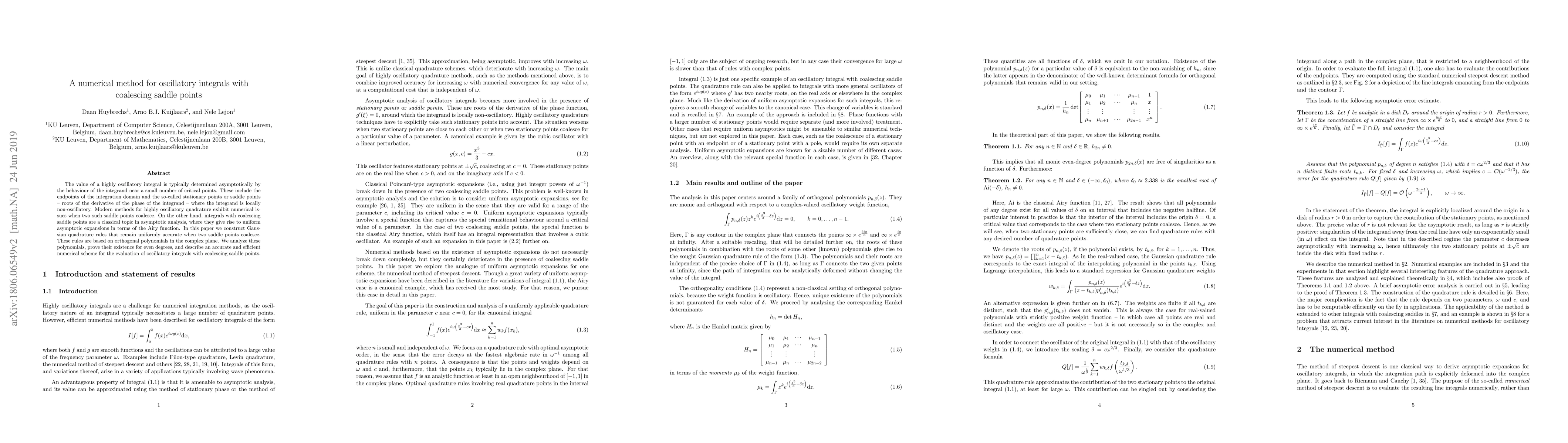 Thumbnail for A numerical method for oscillatory integrals with coalescing saddle
  points