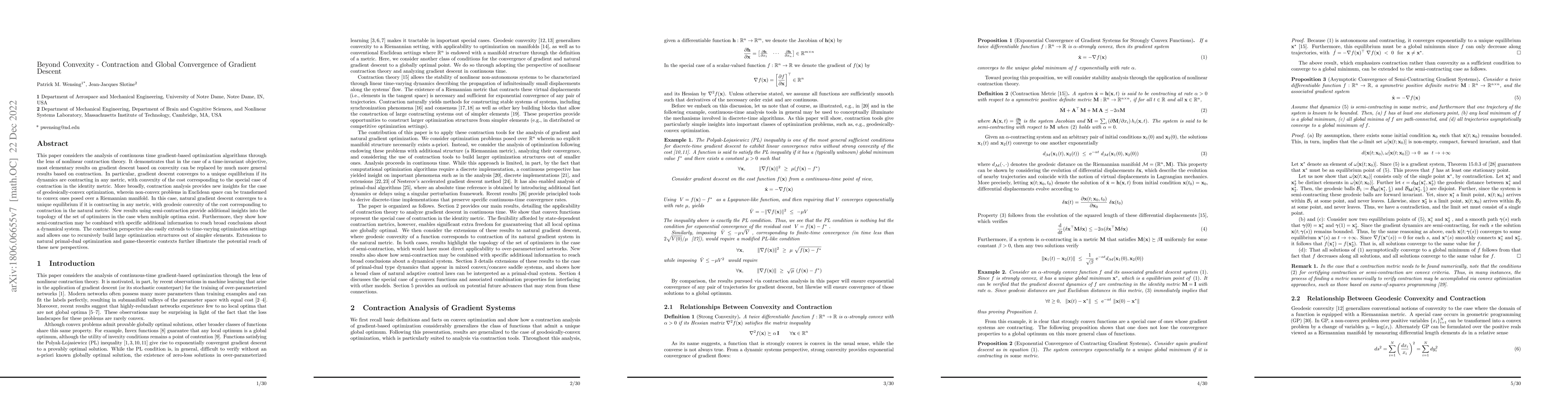 Thumbnail for Beyond Convexity -- Contraction and Global Convergence of Gradient
  Descent