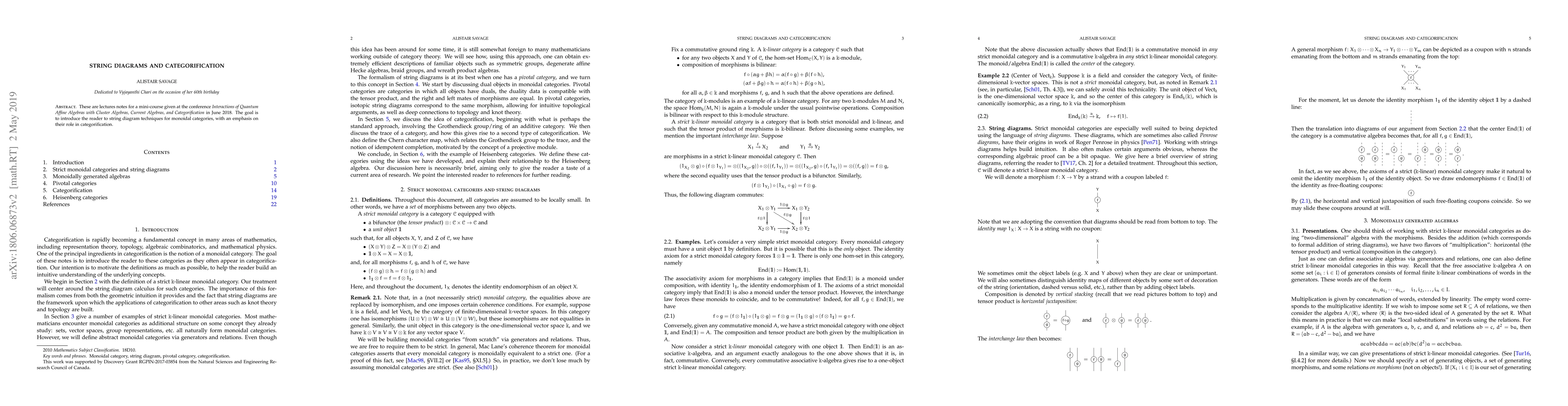Thumbnail for String diagrams and categorification