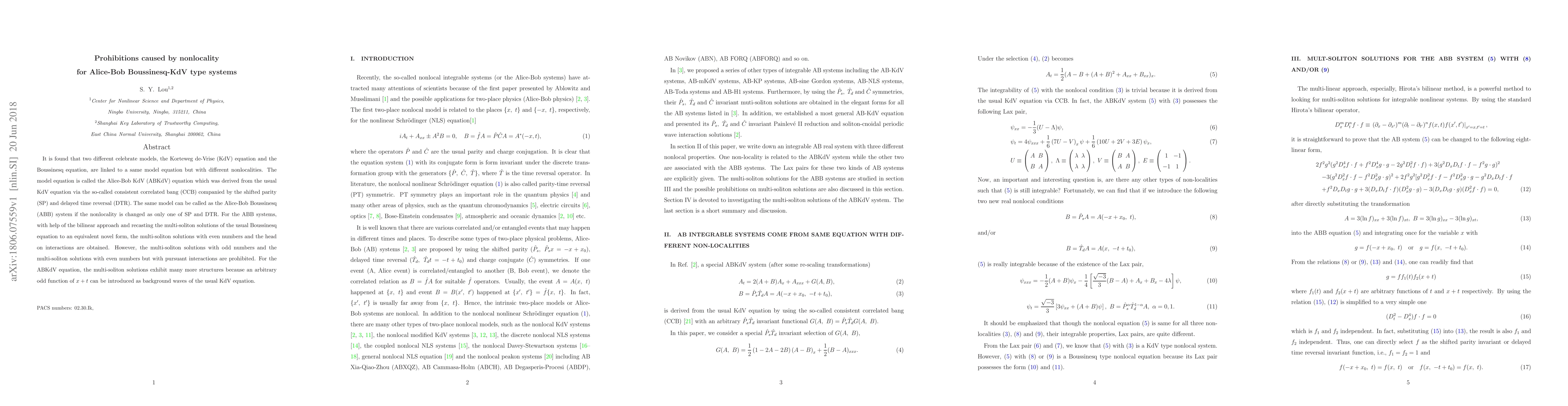 Thumbnail for Prohibitions caused by nonlocality for Alice-Bob Boussinesq-KdV type
  systems