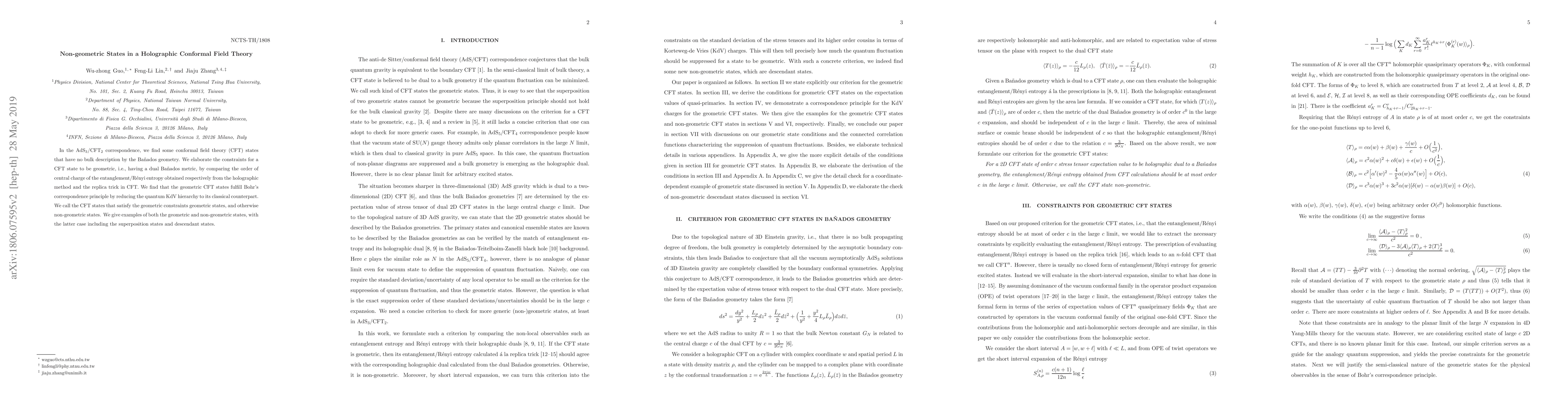 Thumbnail for Non-geometric States in a Holographic Conformal Field Theory