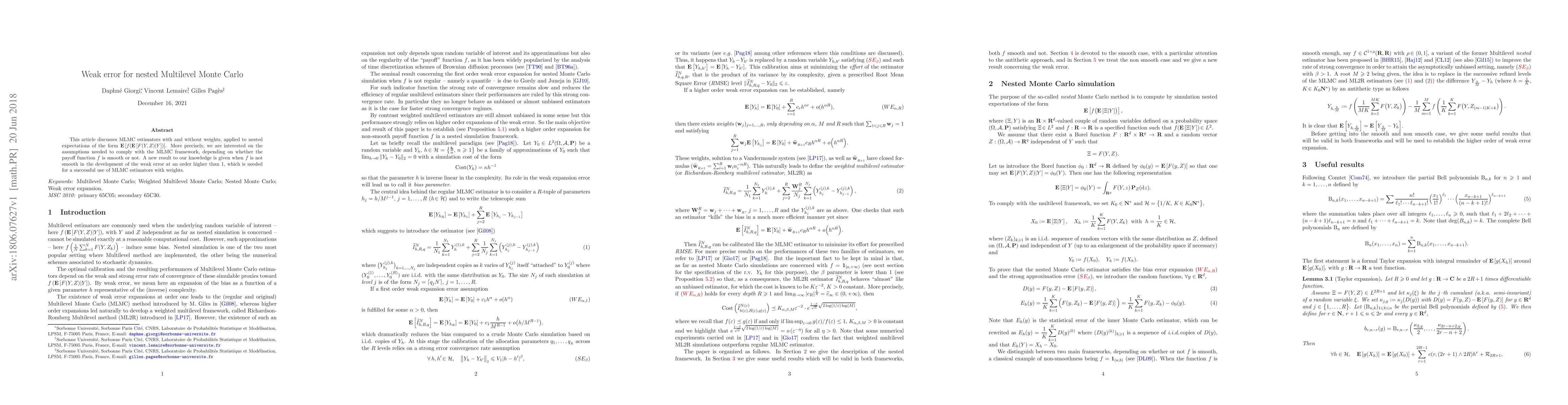 Thumbnail for Weak error for nested Multilevel Monte Carlo