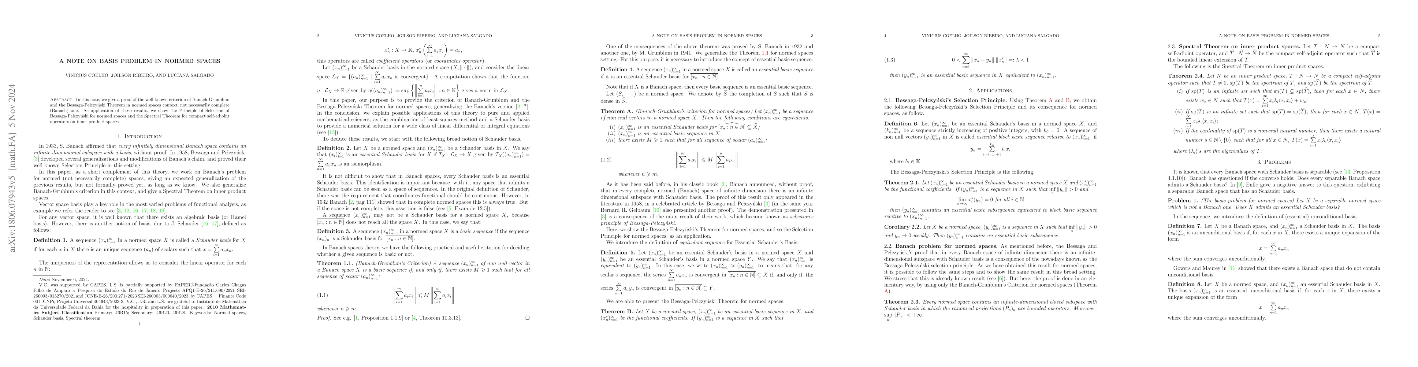 Thumbnail for A note on Basis Problem in normed spaces
