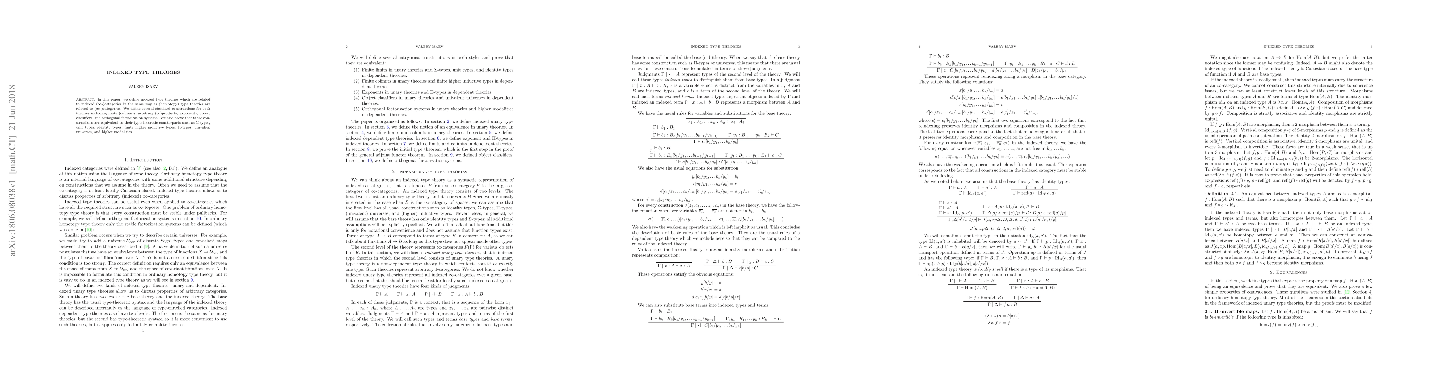 Thumbnail for Indexed type theories