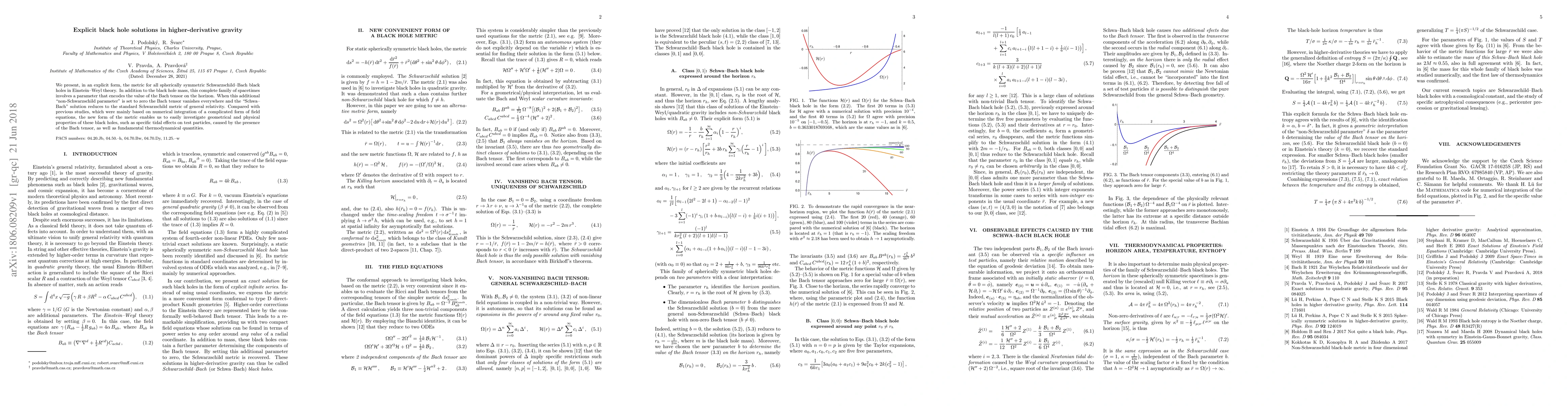 Thumbnail for Explicit black hole solutions in higher-derivative gravity