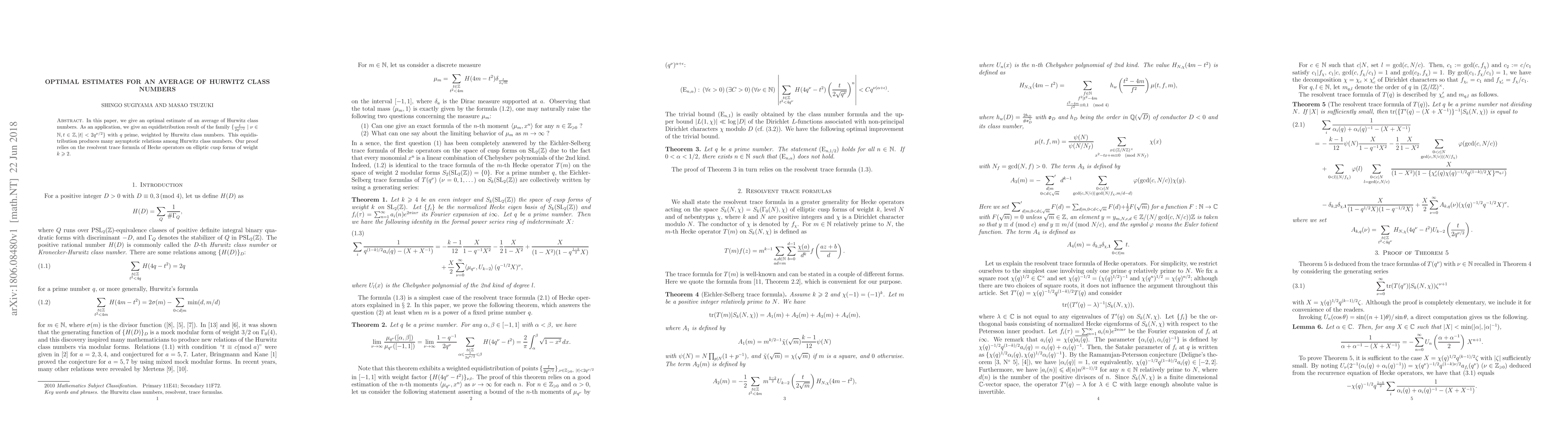 Thumbnail for Optimal estimates for an average of Hurwitz class numbers
