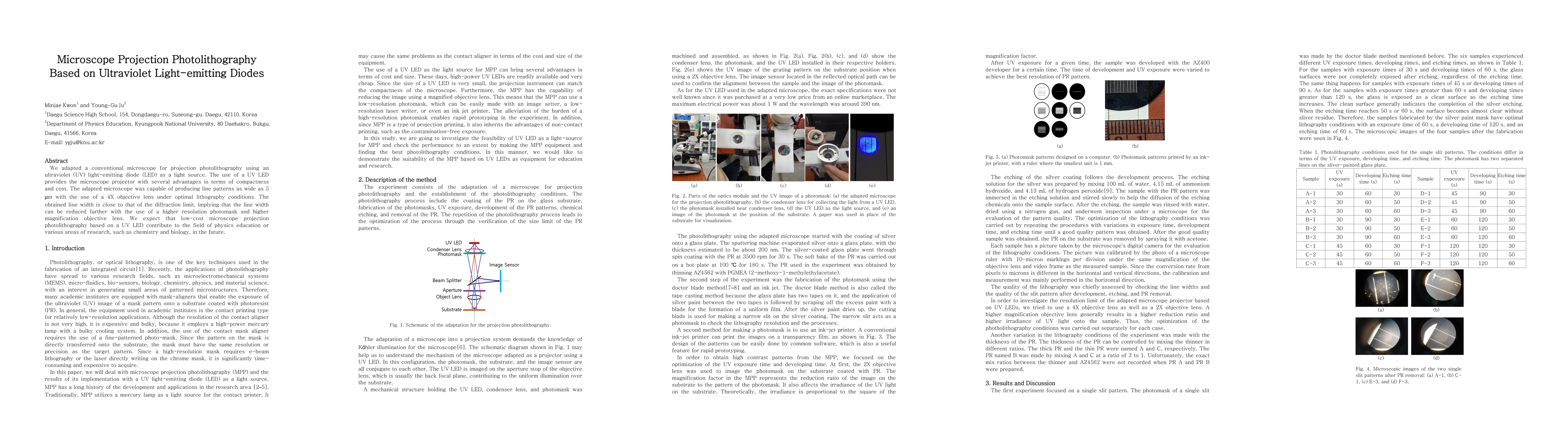 Thumbnail for Microscope Projection Photolithography Based on Ultraviolet
  Light-emitting Diodes