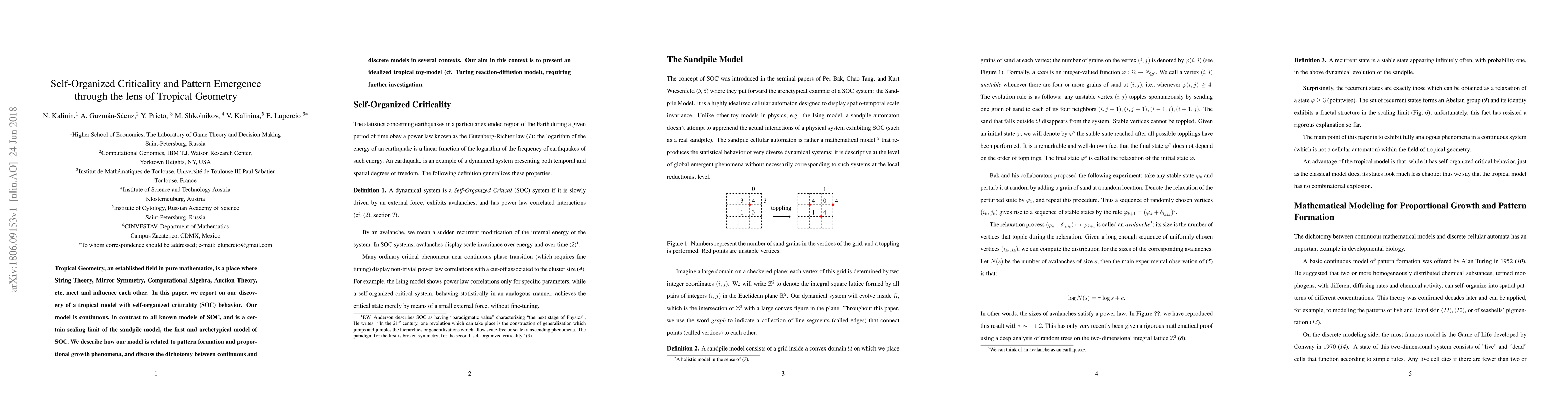 Thumbnail for Self-Organized Criticality and Pattern Emergence through the lens of
  Tropical Geometry