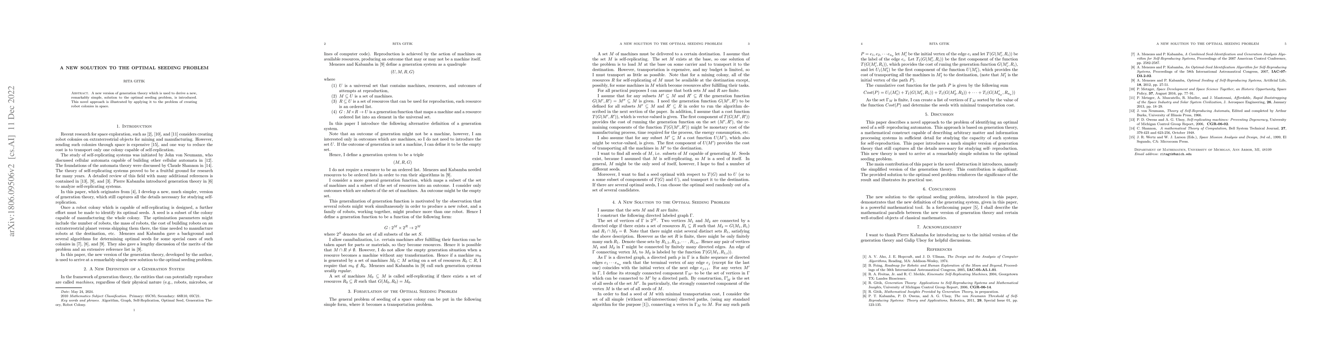 Thumbnail for Optimal Seeding and Self-Reproduction from a Mathematical Point of View