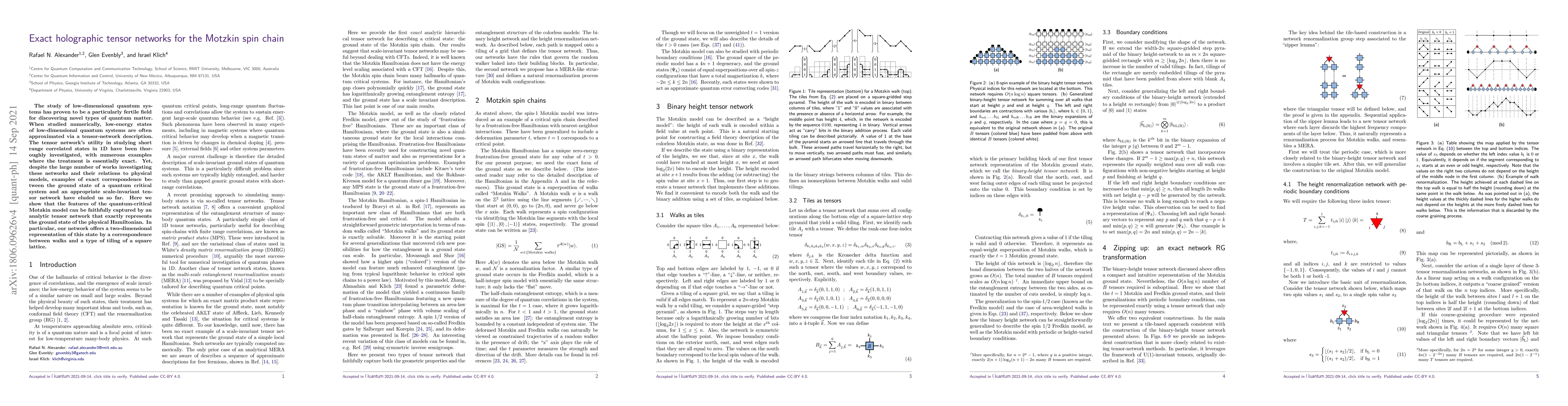 Thumbnail for Exact holographic tensor networks for the Motzkin spin chain