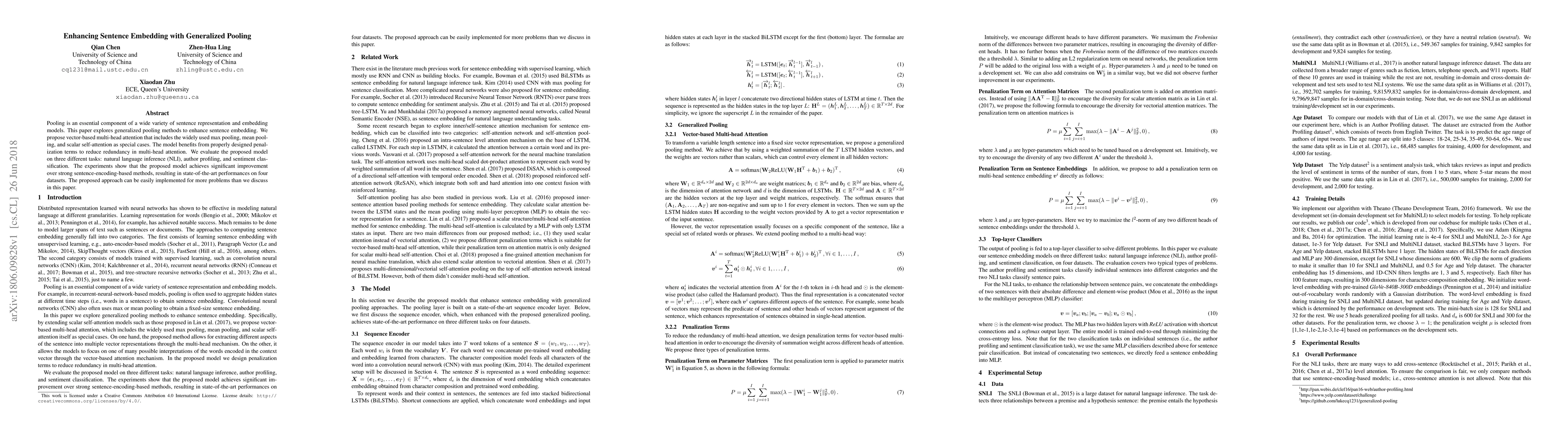 Thumbnail for Enhancing Sentence Embedding with Generalized Pooling