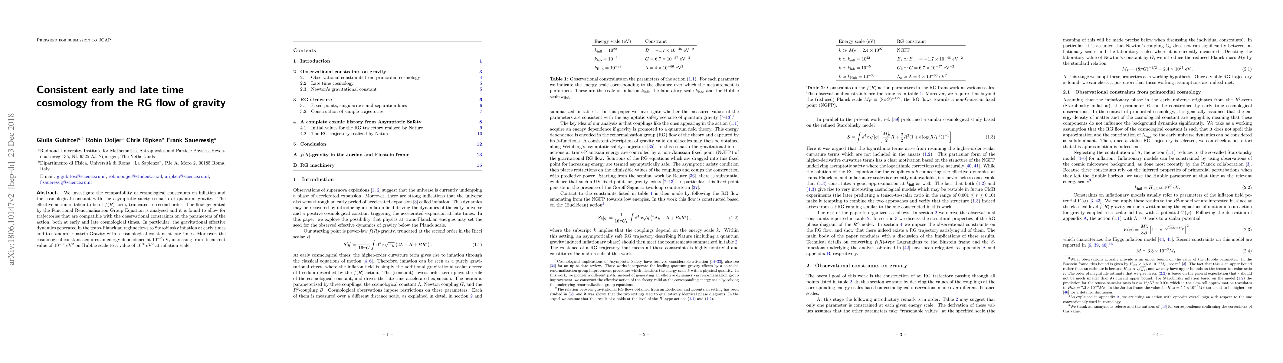 Thumbnail for Consistent early and late time cosmology from the RG flow of gravity