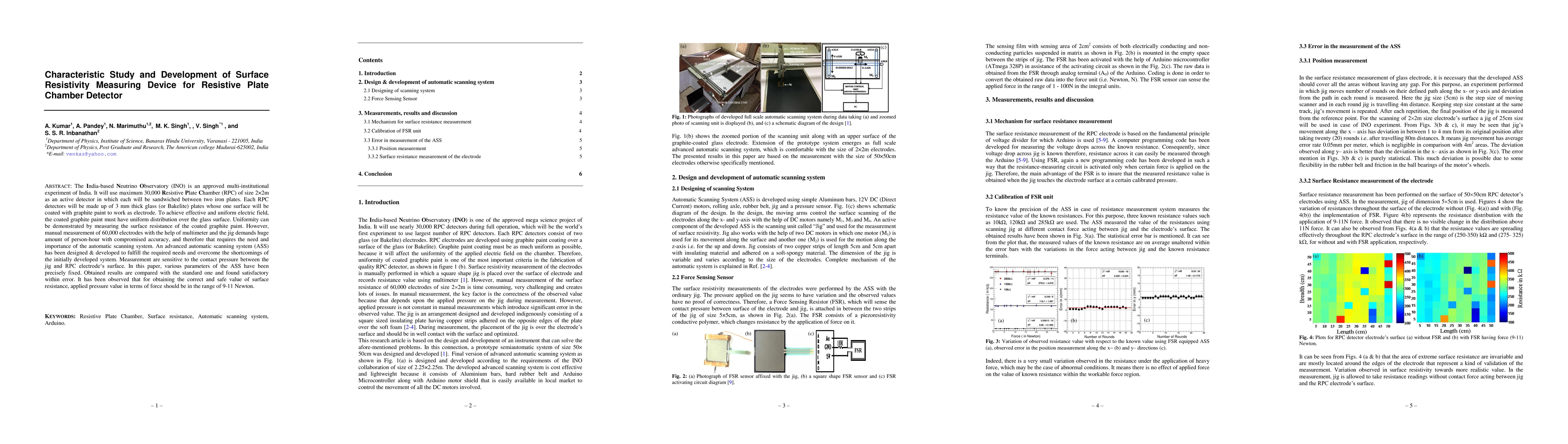 Thumbnail for Characteristic Study and Development of Surface Resistivity Measuring
  Device for Resistive Plate Chamber Detector