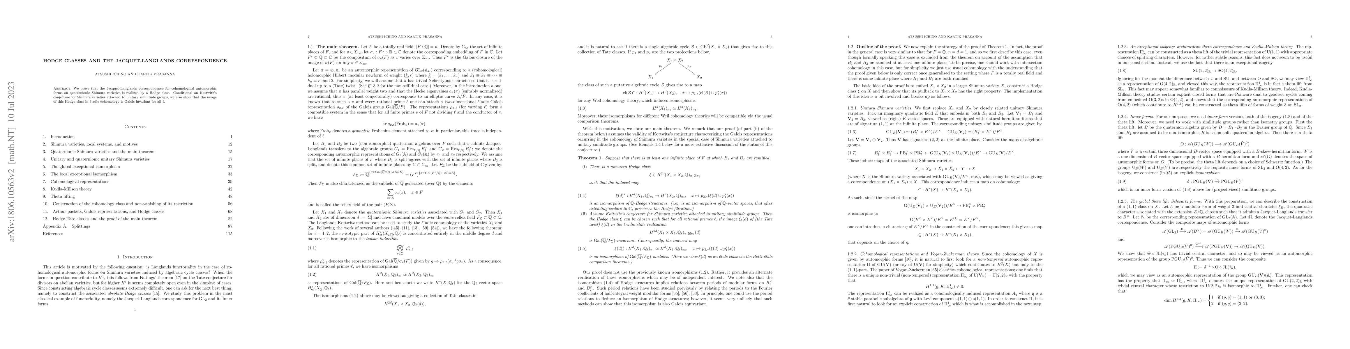 Thumbnail for Hodge classes and the Jacquet-Langlands correspondence
