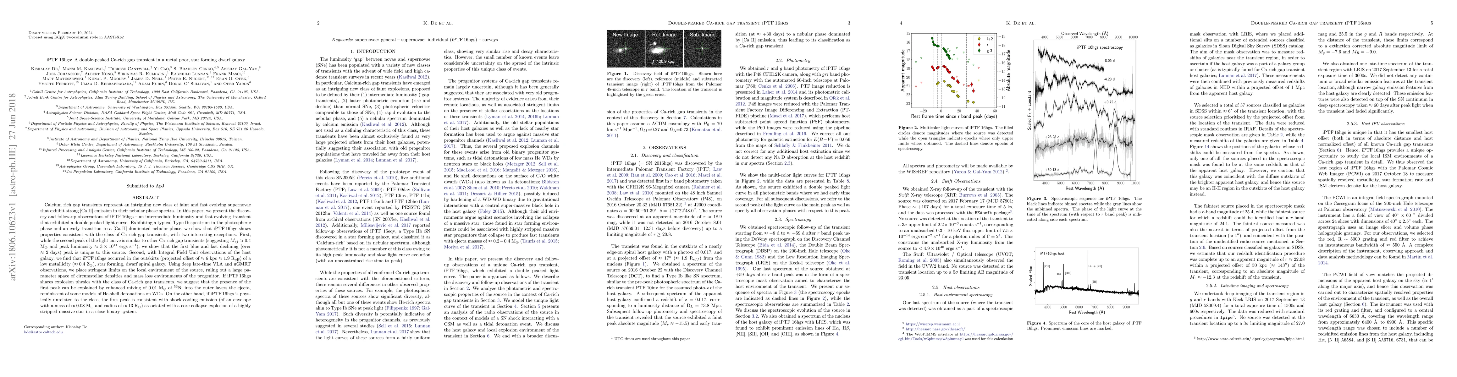 Thumbnail for iPTF 16hgs: A double-peaked Ca-rich gap transient in a metal poor, star
  forming dwarf galaxy