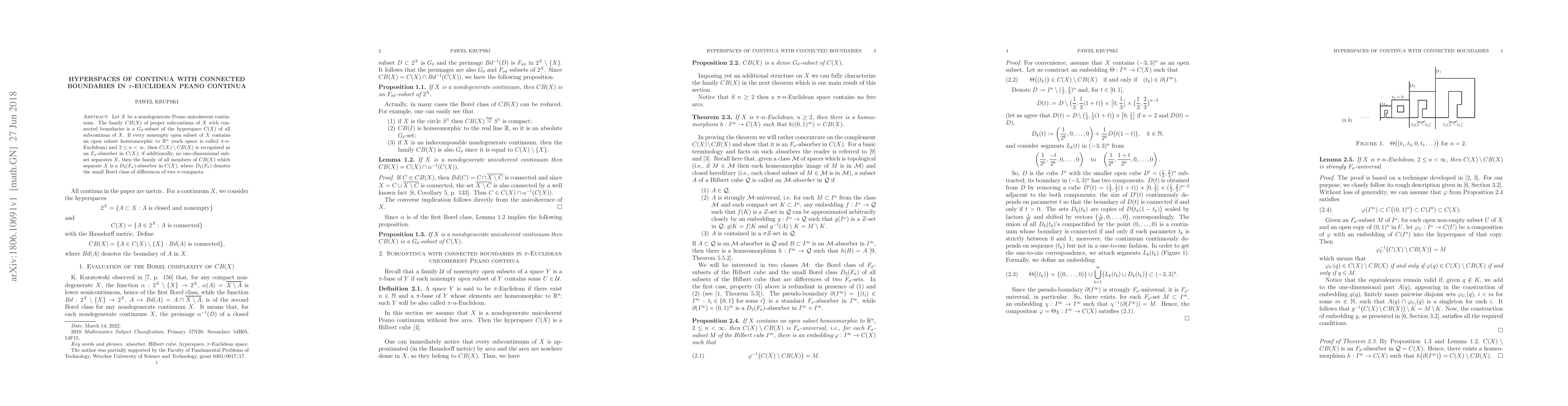 Thumbnail for Hyperspaces of continua with connected boundaries in $\pi$-Euclidean
  Peano continua