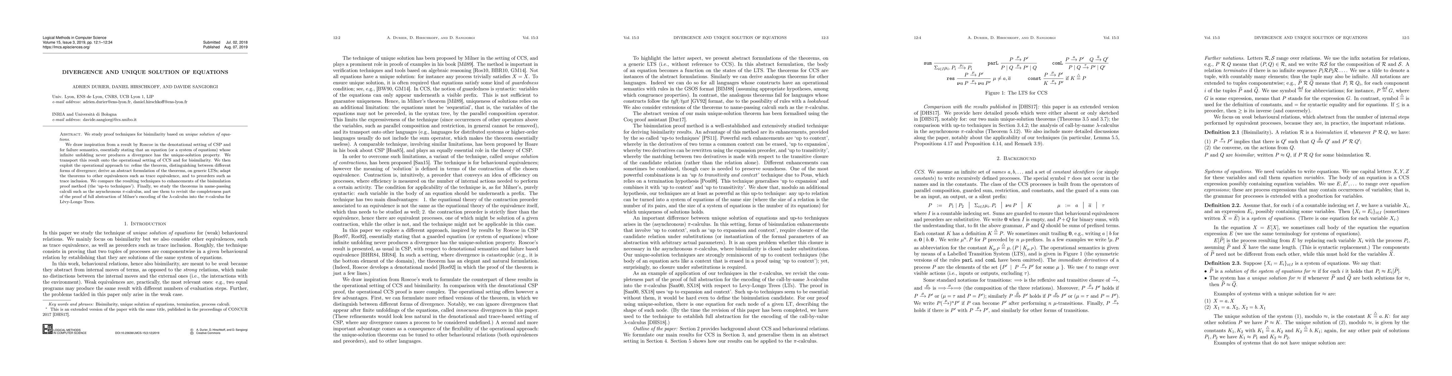 Thumbnail for Divergence and unique solution of equations
