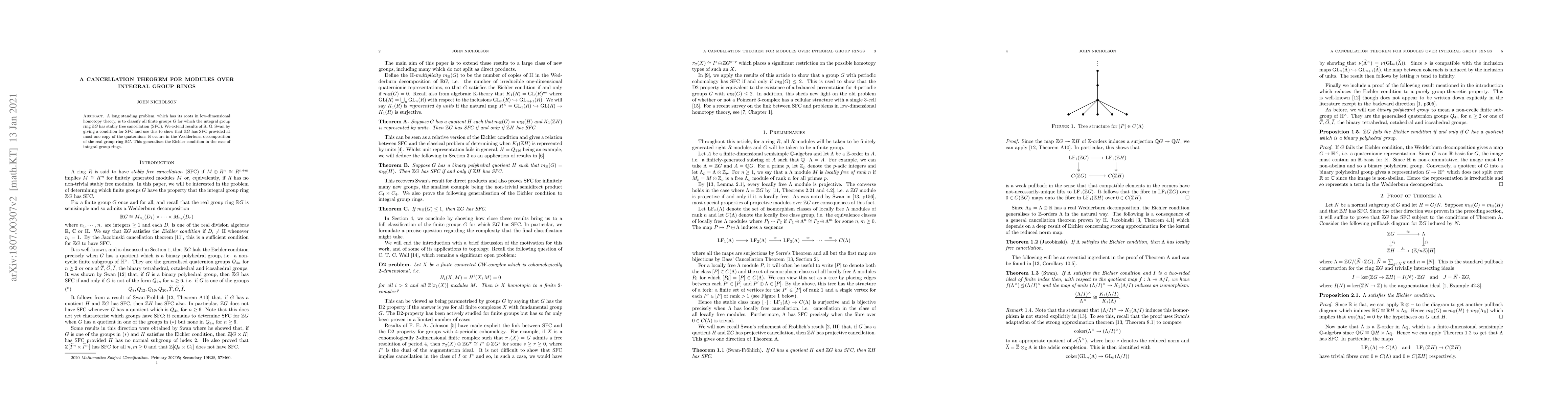 Thumbnail for A cancellation theorem for modules over integral group rings