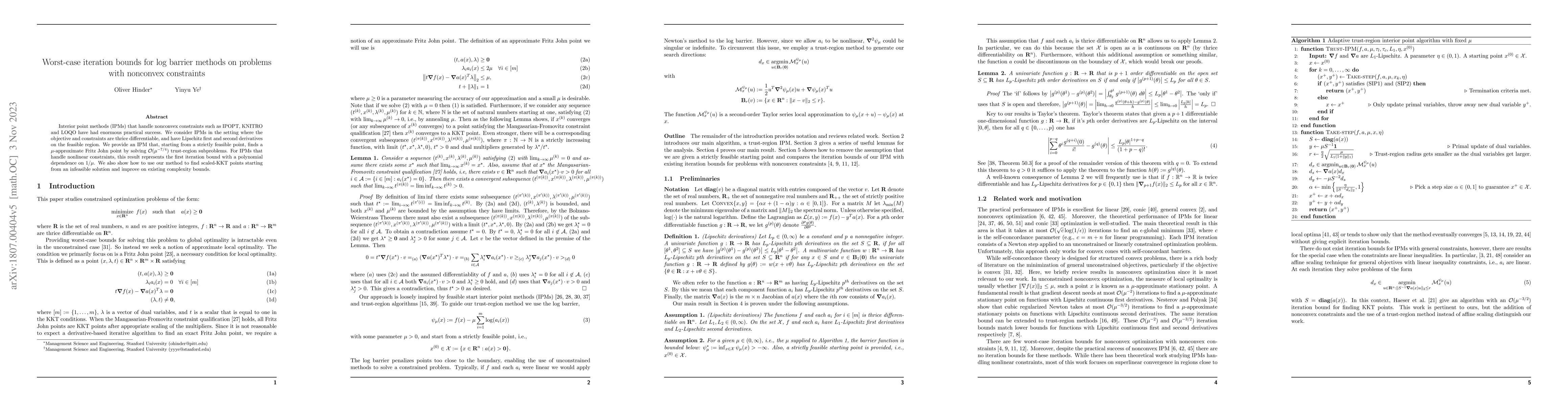 Thumbnail for Worst-case iteration bounds for log barrier methods on problems with
  nonconvex constraints