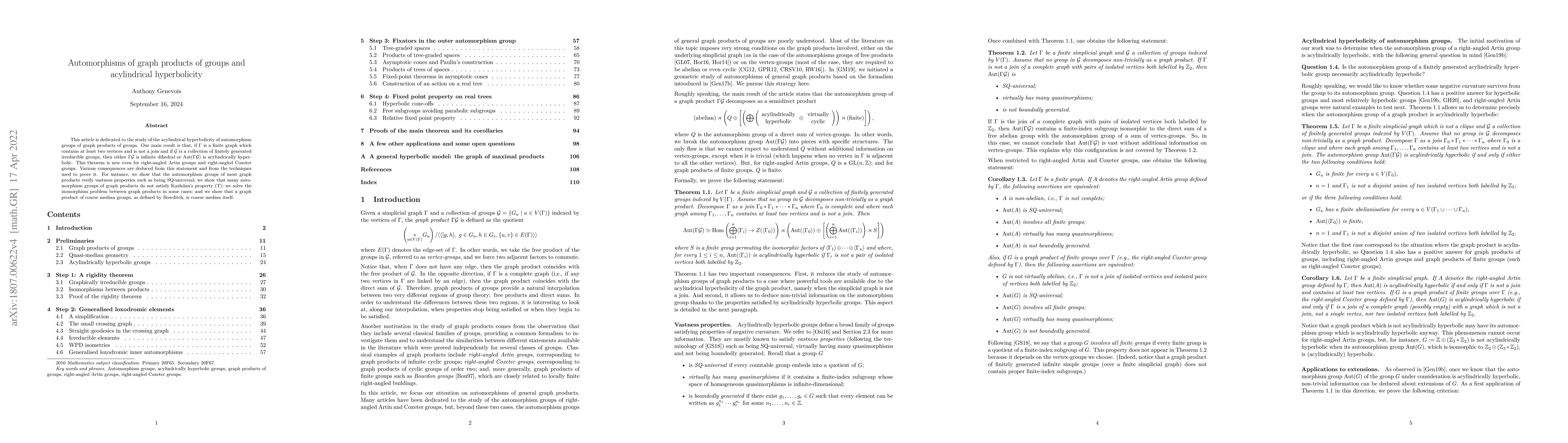 Thumbnail for Automorphisms of graph products of groups and acylindrical hyperbolicity
