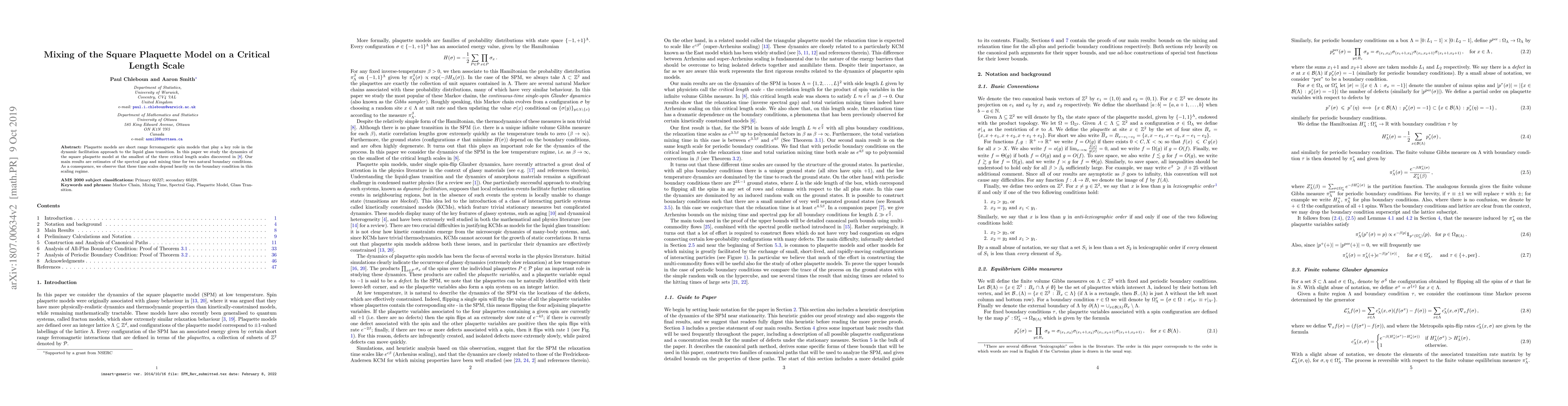 Thumbnail for Mixing of the Square Plaquette Model on a Critical Length Scale