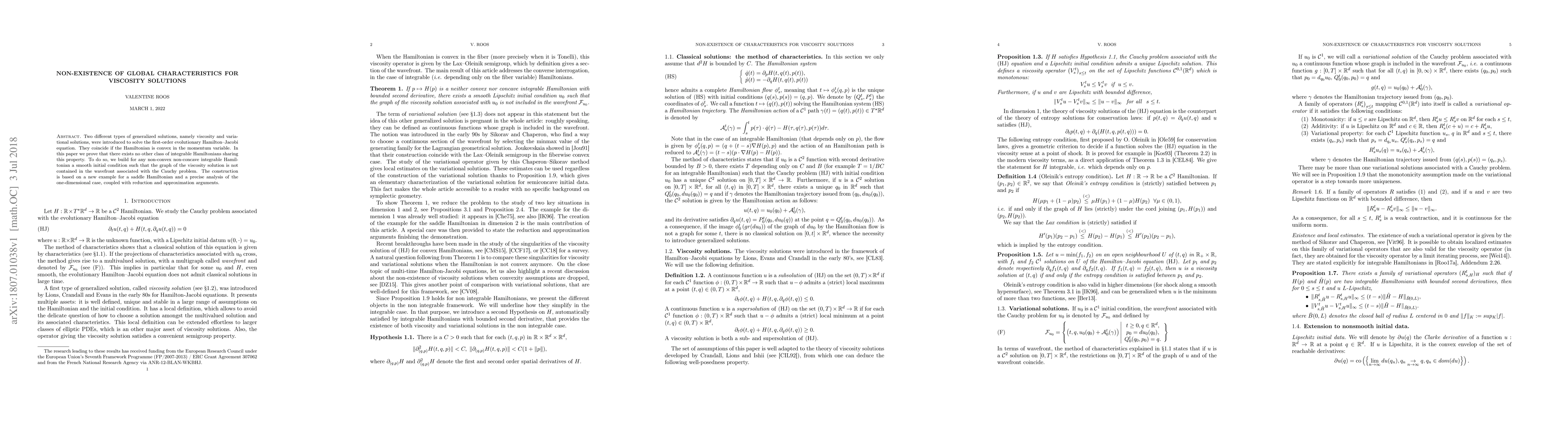Thumbnail for Non-existence of global characteristics for viscosity solutions