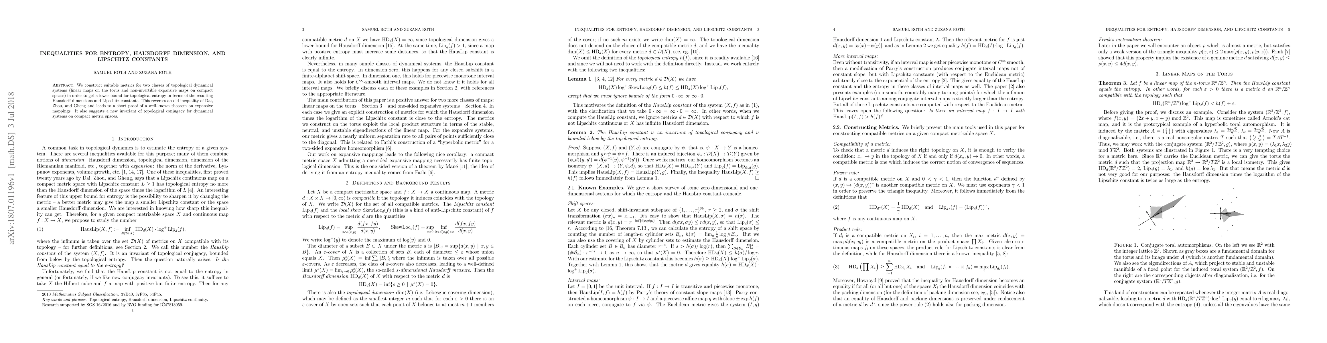Thumbnail for Inequalities for Entropy, Hausdorff Dimension, and Lipschitz Constants