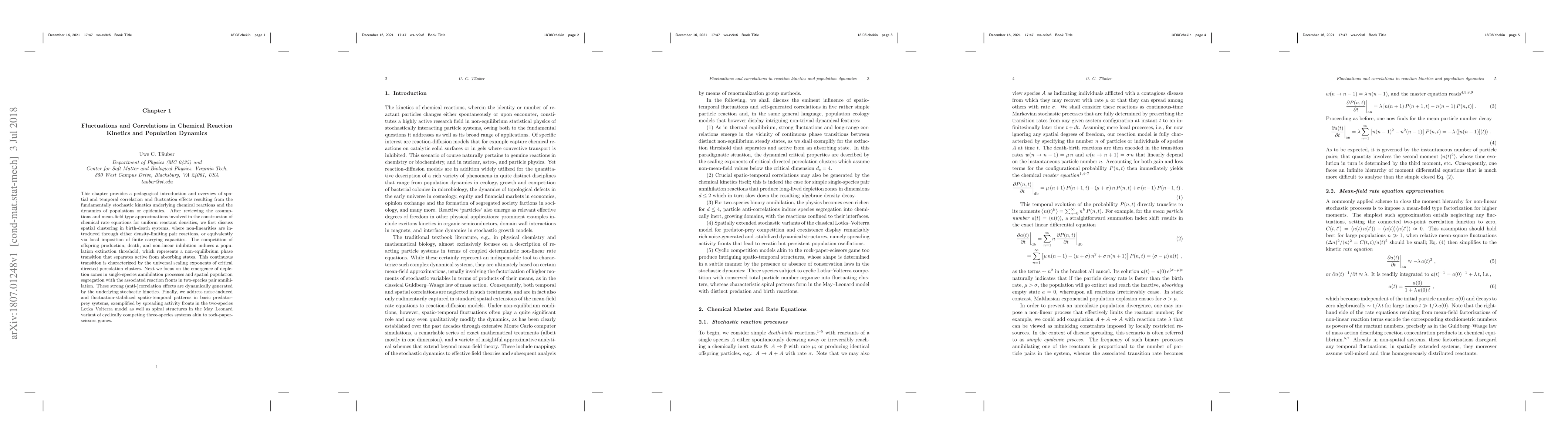 Thumbnail for Fluctuations and correlations in chemical reaction kinetics and
  population dynamics
