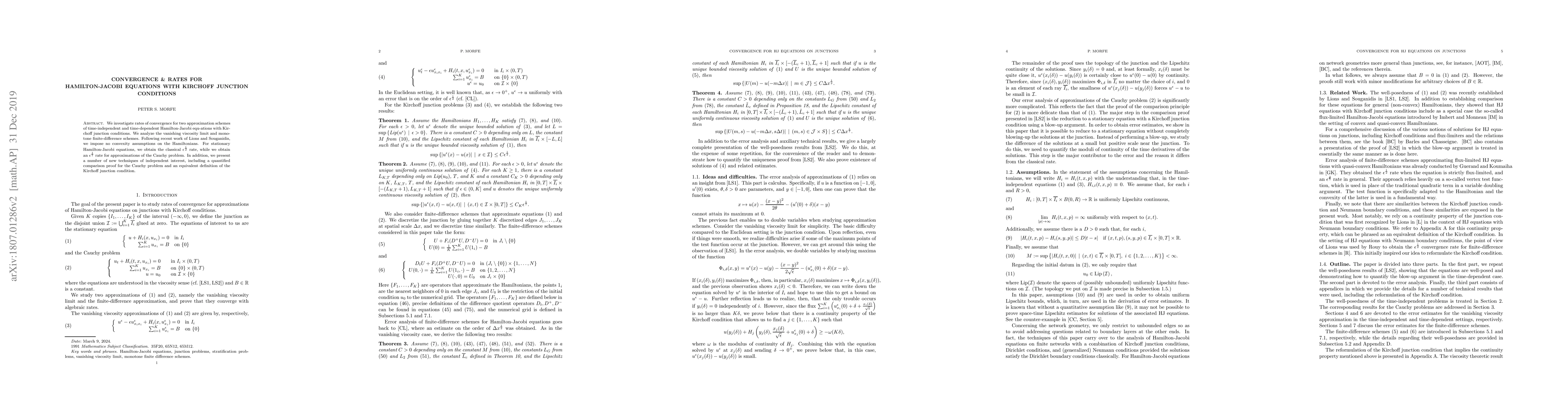 Thumbnail for Convergence and Rates for Hamilton-Jacobi Equations with Kirchoff
  Junction Conditions