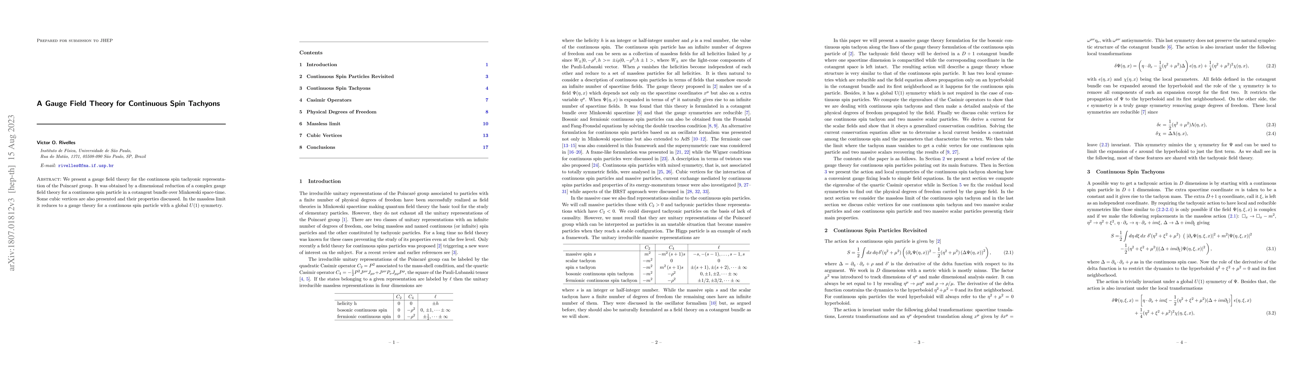 Thumbnail for A Gauge Field Theory for Continuous Spin Tachyons