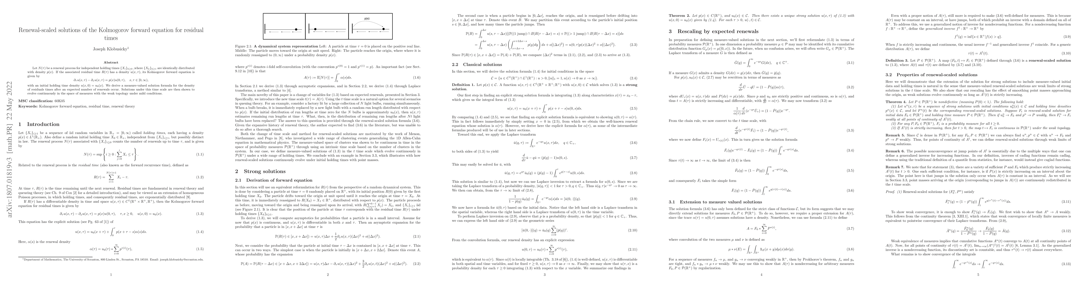 Thumbnail for Renewal-scaled solutions of the Kolmogorov forward equation for residual
  times