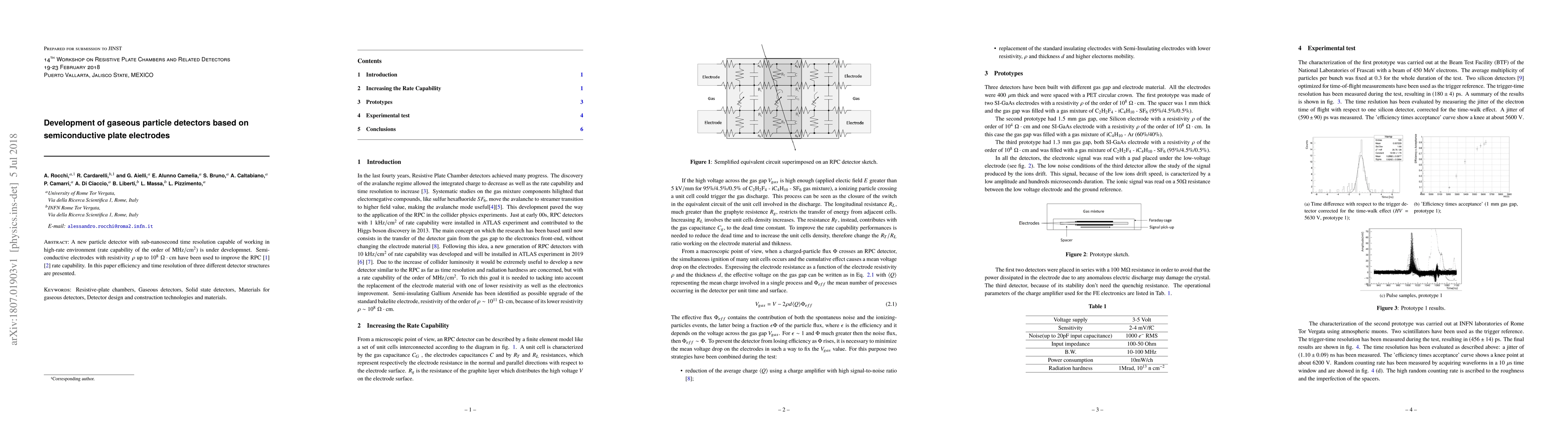 Thumbnail for Development of gaseous particle detectors based on semiconductive plate
  electrodes