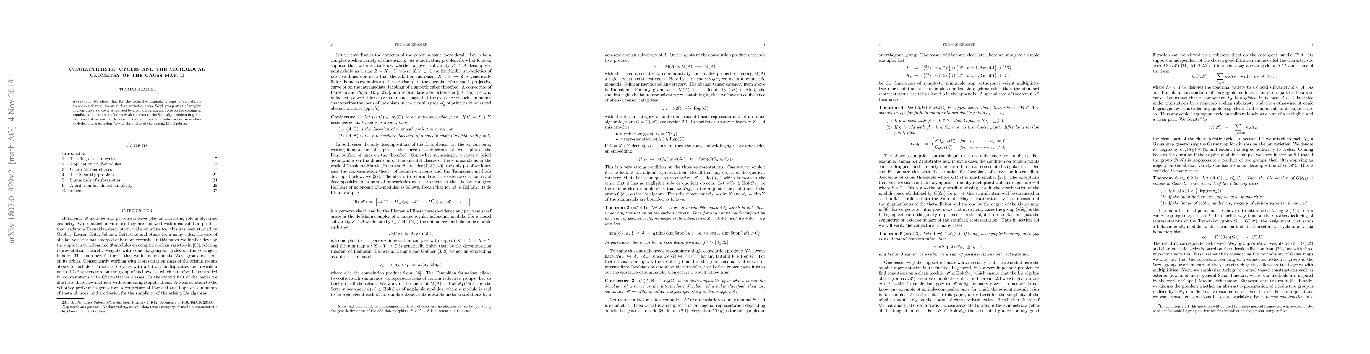 Thumbnail for Characteristic cycles and the microlocal geometry of the Gauss map, II