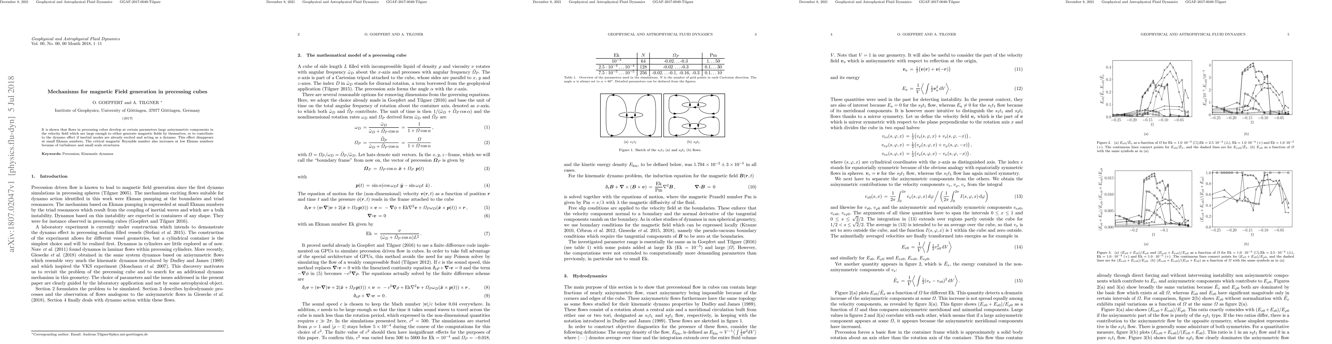 Thumbnail for Mechanisms for magnetic Field generation in precessing cubes