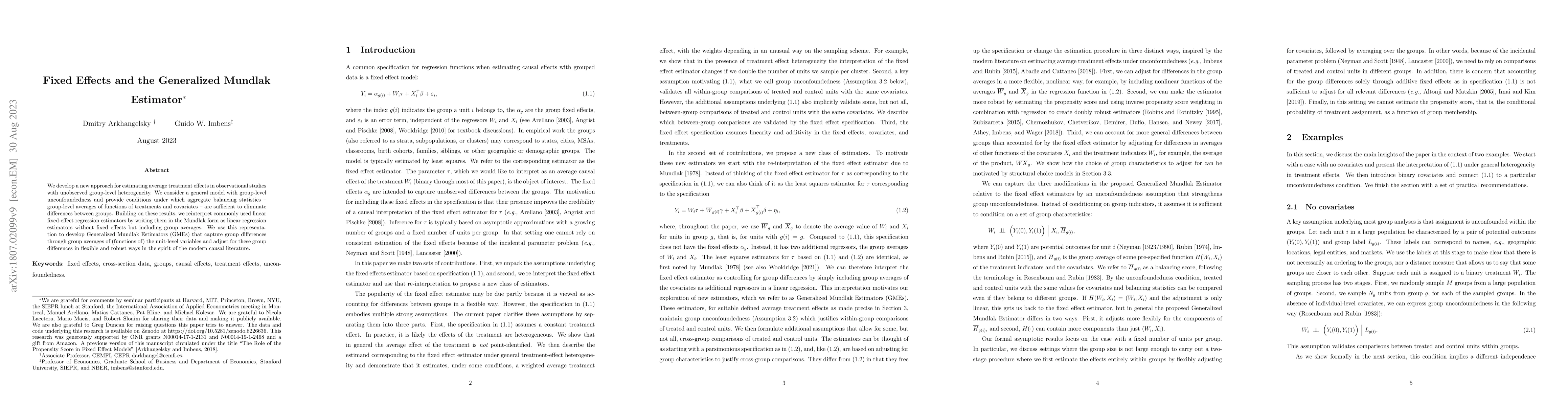 Thumbnail for Fixed Effects and the Generalized Mundlak Estimator