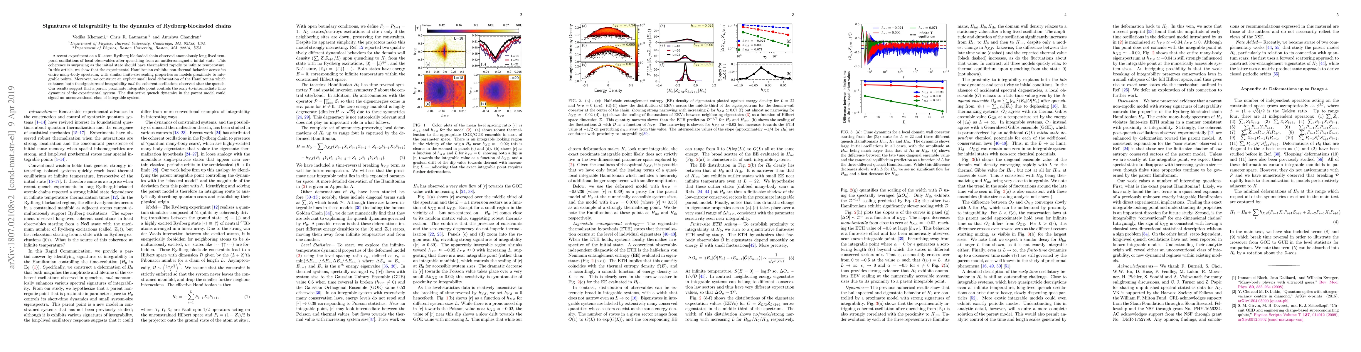 Thumbnail for Signatures of integrability in the dynamics of Rydberg-blockaded chains