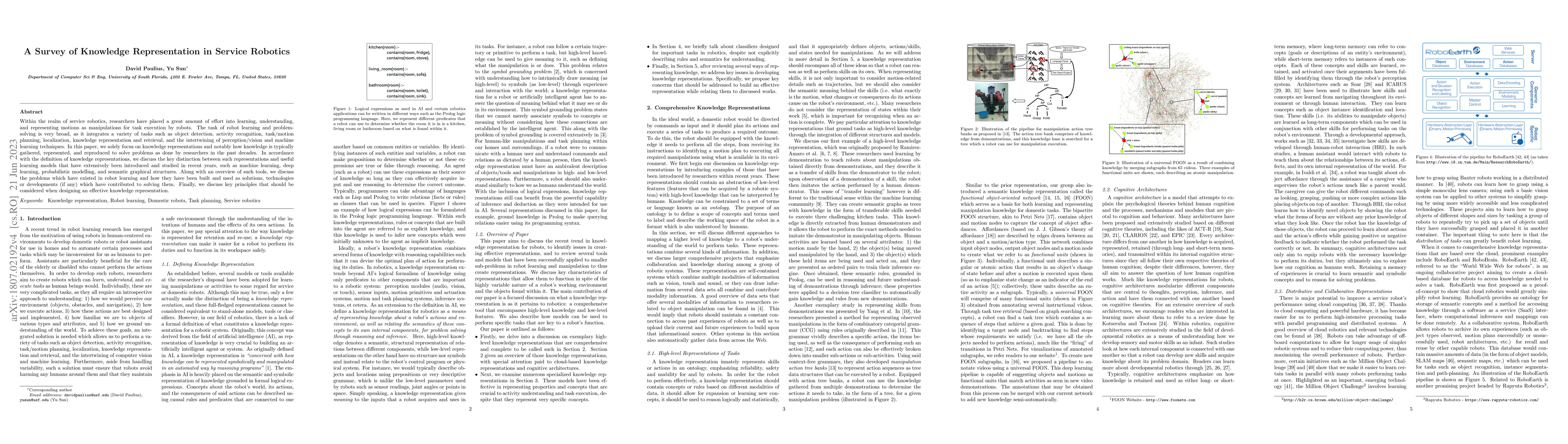 Thumbnail for A Survey of Knowledge Representation in Service Robotics