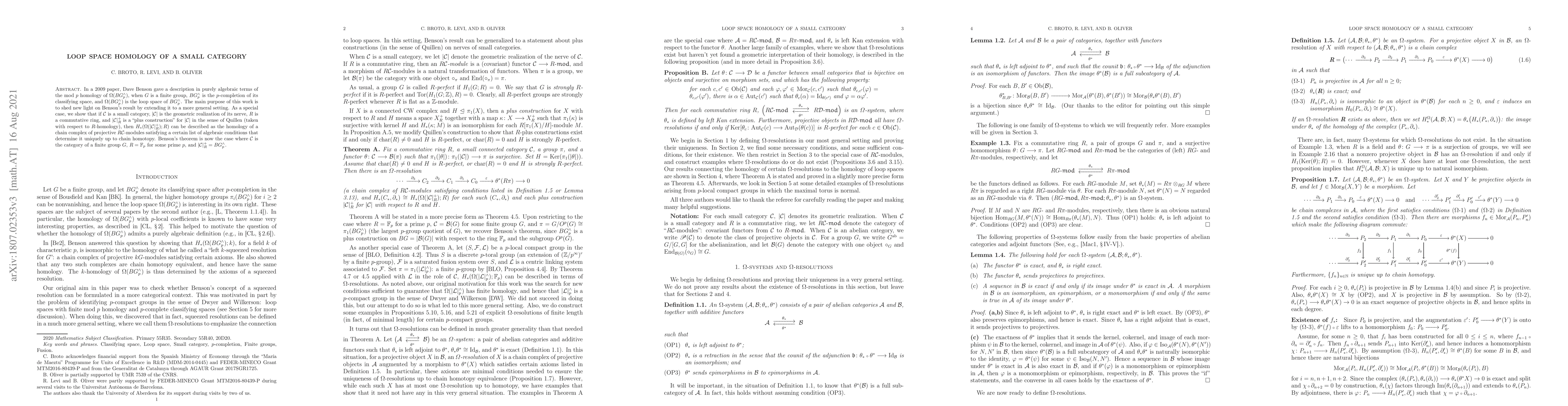 Thumbnail for Loop space homology of a small category